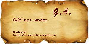 Göncz Andor névjegykártya